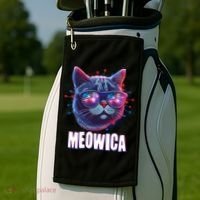 Funny 4th Of July Meowica Fireworks Cat Golf Towel thumb 2