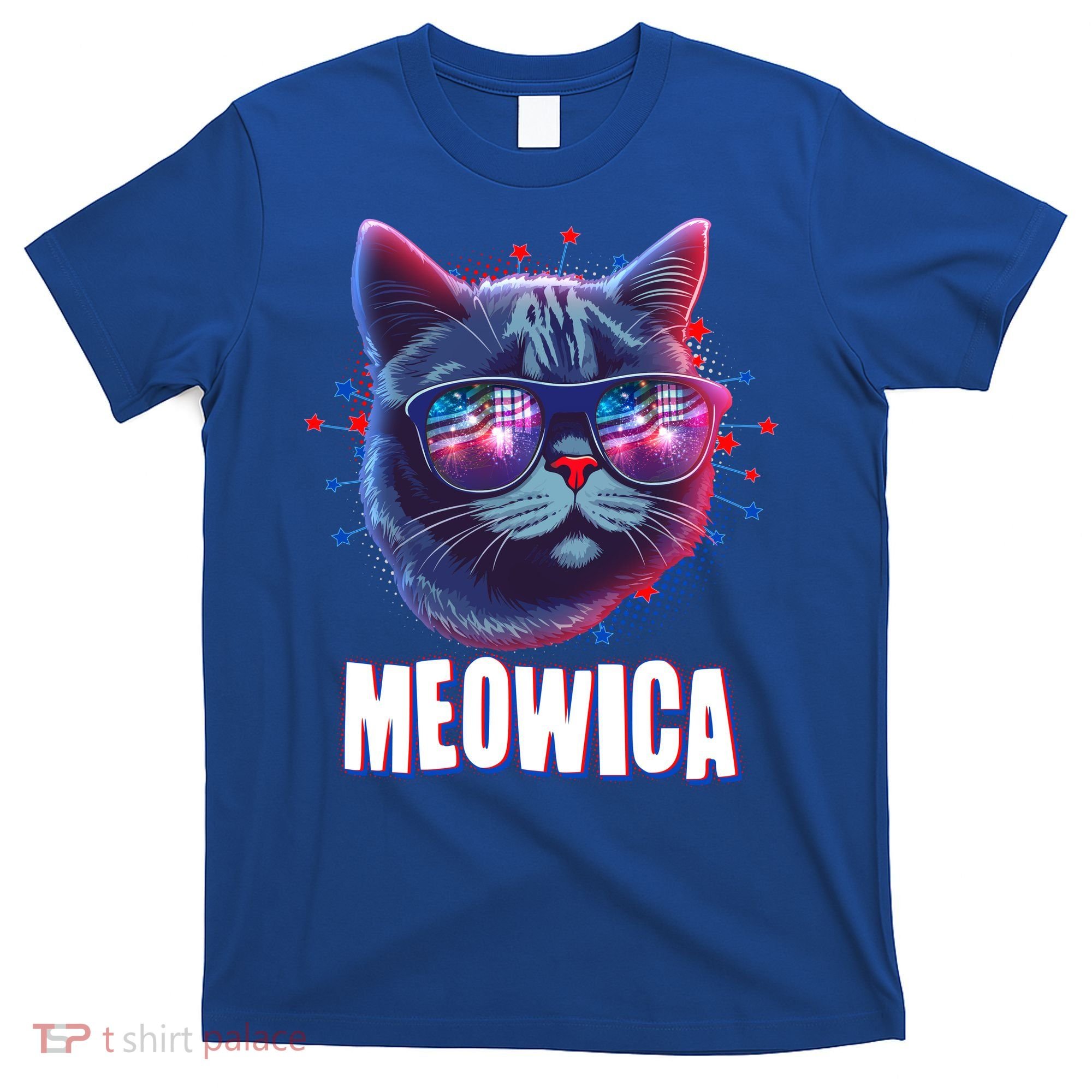 Funny 4th Of July Meowica Fireworks Cat T-Shirt