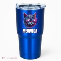 Funny 4th Of July Meowica Fireworks Cat Tumbler thumb 0