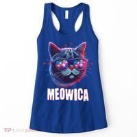 Funny 4th Of July Meowica Fireworks Cat Women's Tank Top thumb 0