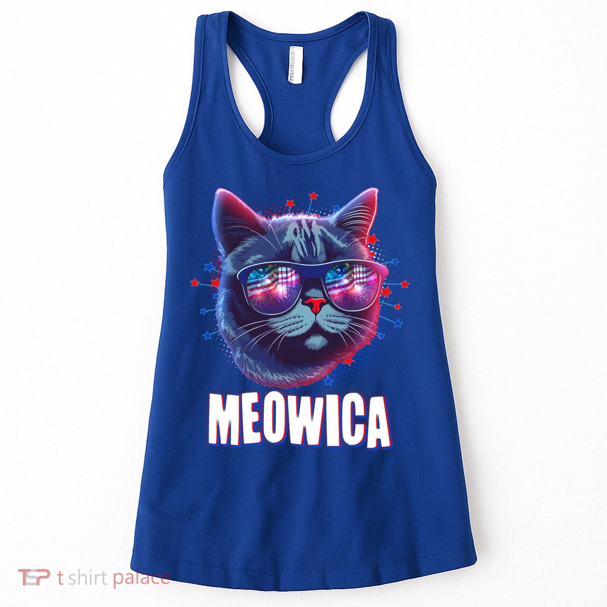 Funny 4th Of July Meowica Fireworks Cat Women's Tank Top