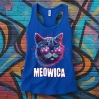 Funny 4th Of July Meowica Fireworks Cat Women's Tank Top thumb 3