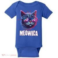 Funny 4th Of July Meowica Fireworks Cat Baby Bodysuit thumb 0