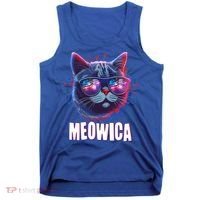 Funny 4th Of July Meowica Fireworks Cat Tank Top thumb 0
