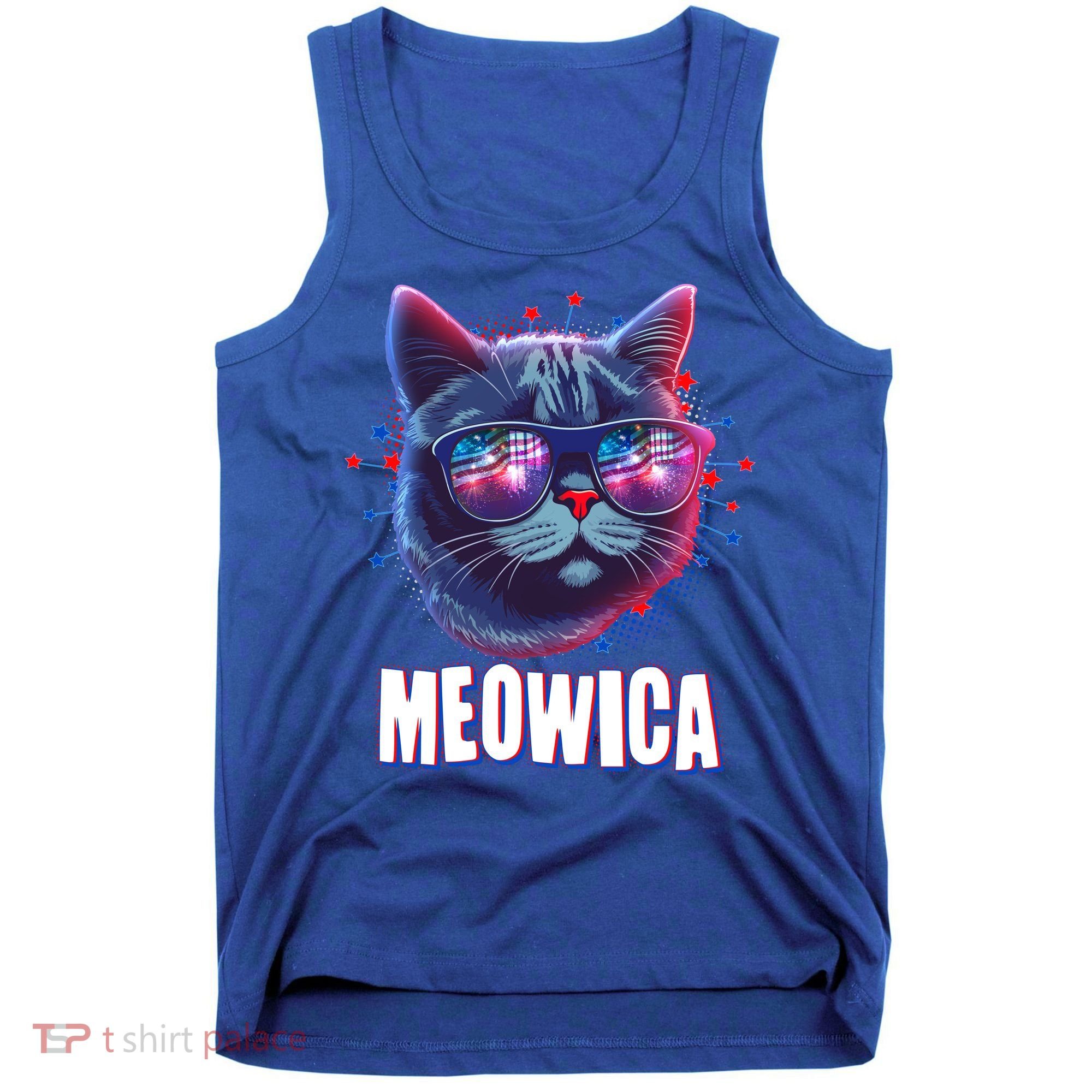Funny 4th Of July Meowica Fireworks Cat Tank Top