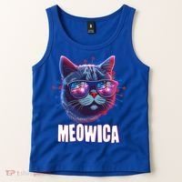Funny 4th Of July Meowica Fireworks Cat Tank Top thumb 2