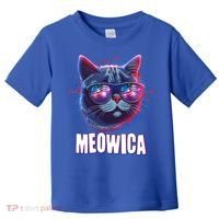 Funny 4th Of July Meowica Fireworks Cat Toddler T-Shirt thumb 0