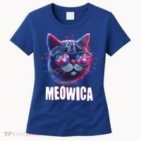 Funny 4th Of July Meowica Fireworks Cat Women's T-Shirt thumb 0