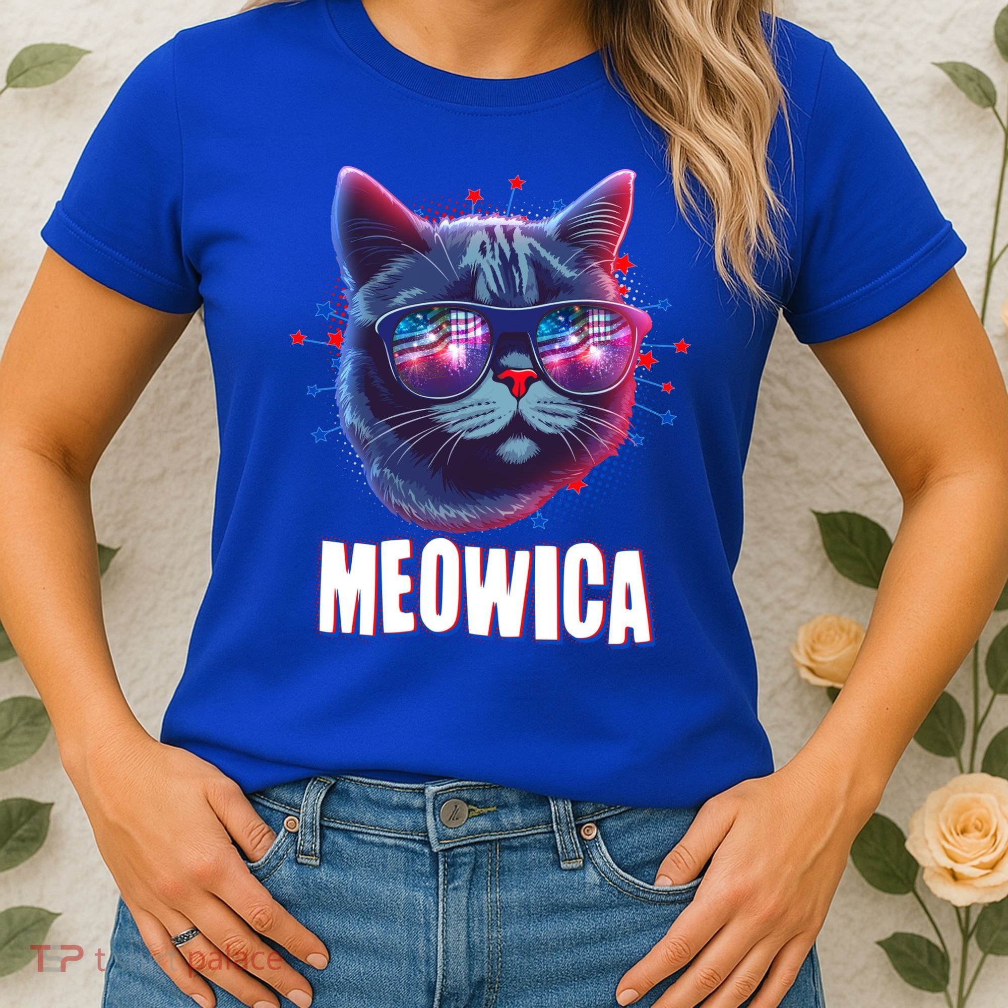 Funny 4th Of July Meowica Fireworks Cat Women's T-Shirt