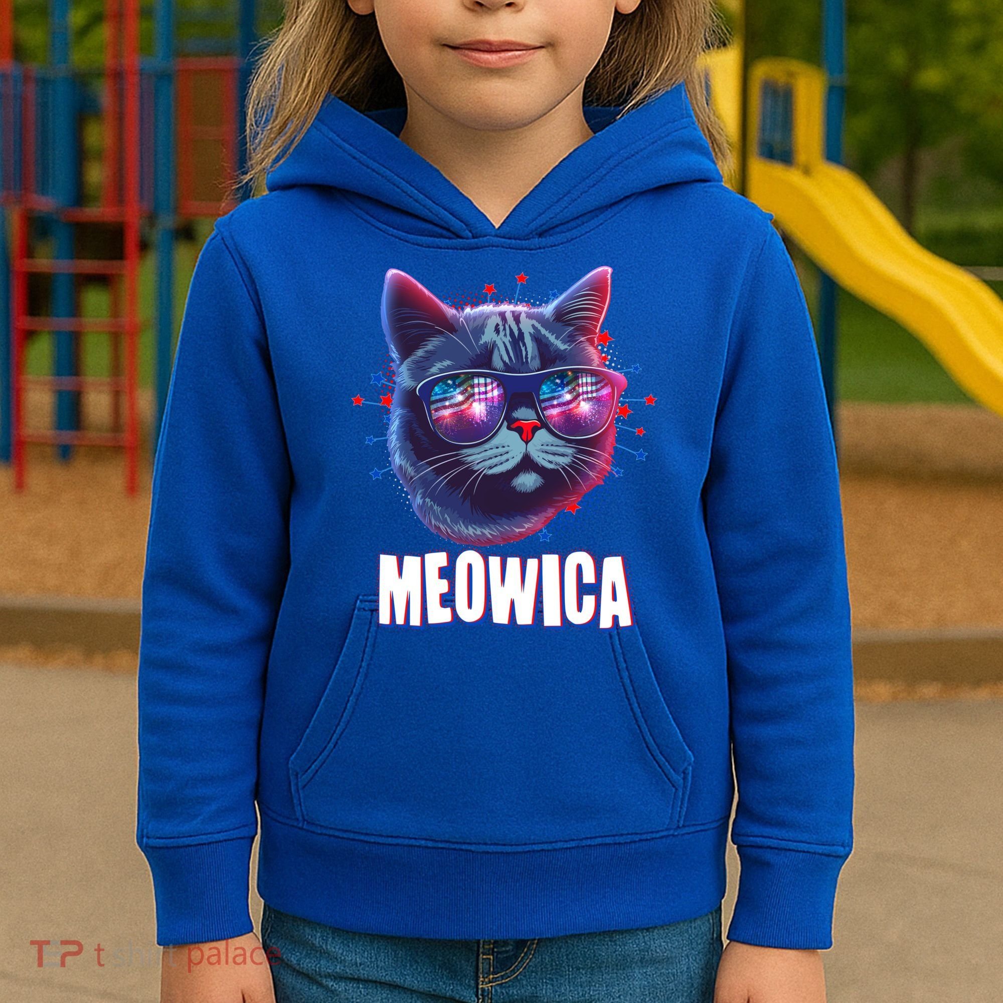 Funny 4th Of July Meowica Fireworks Cat Kids Hoodie