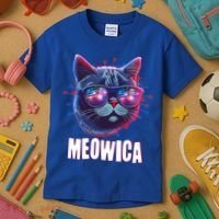 Funny 4th Of July Meowica Fireworks Cat Kids T-Shirt thumb 3