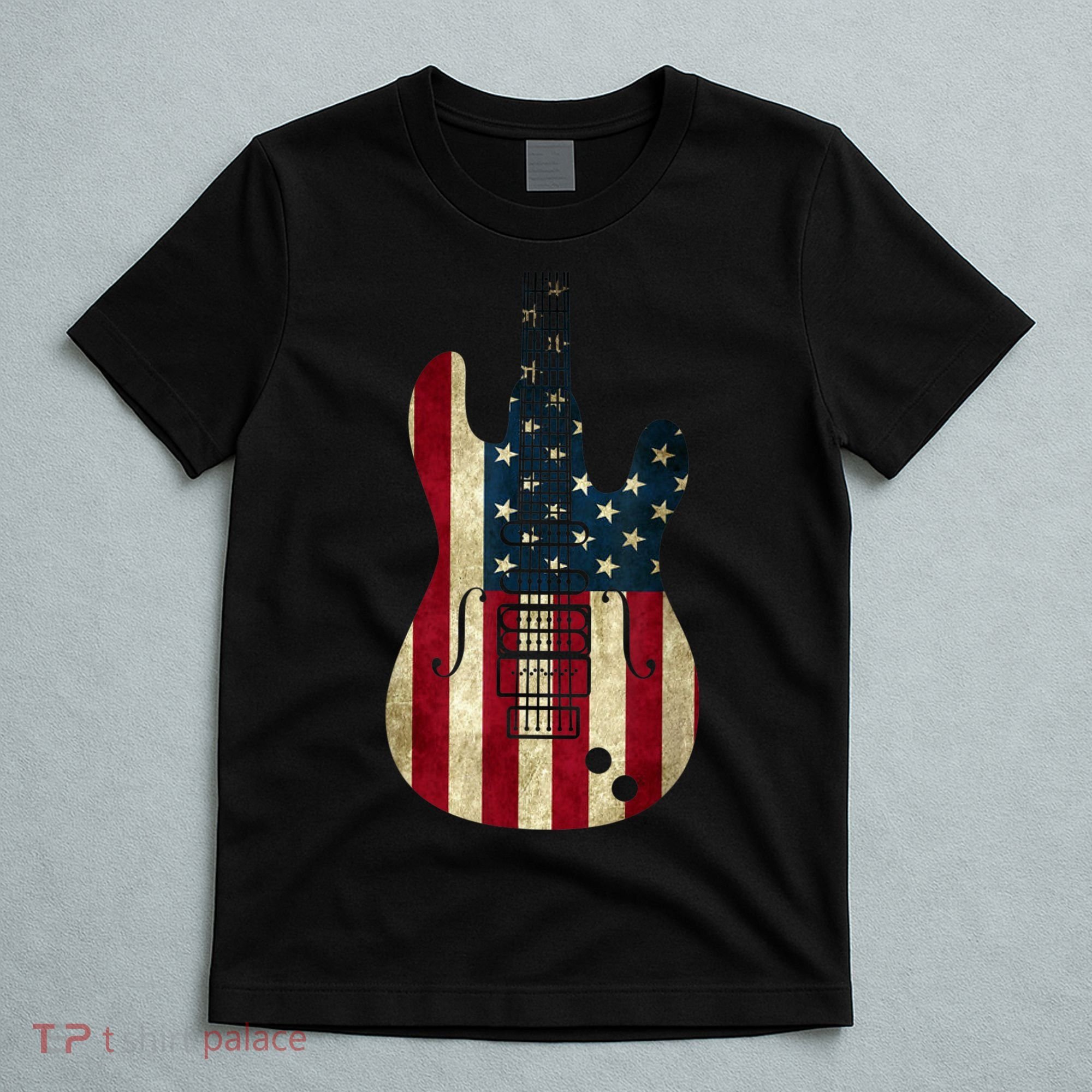 Funny 4th Of July American Flag Guitar Patriotic Gift T-Shirt