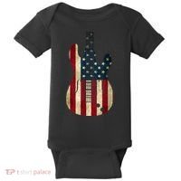 Funny 4th Of July American Flag Guitar Patriotic Gift Baby Bodysuit thumb 0