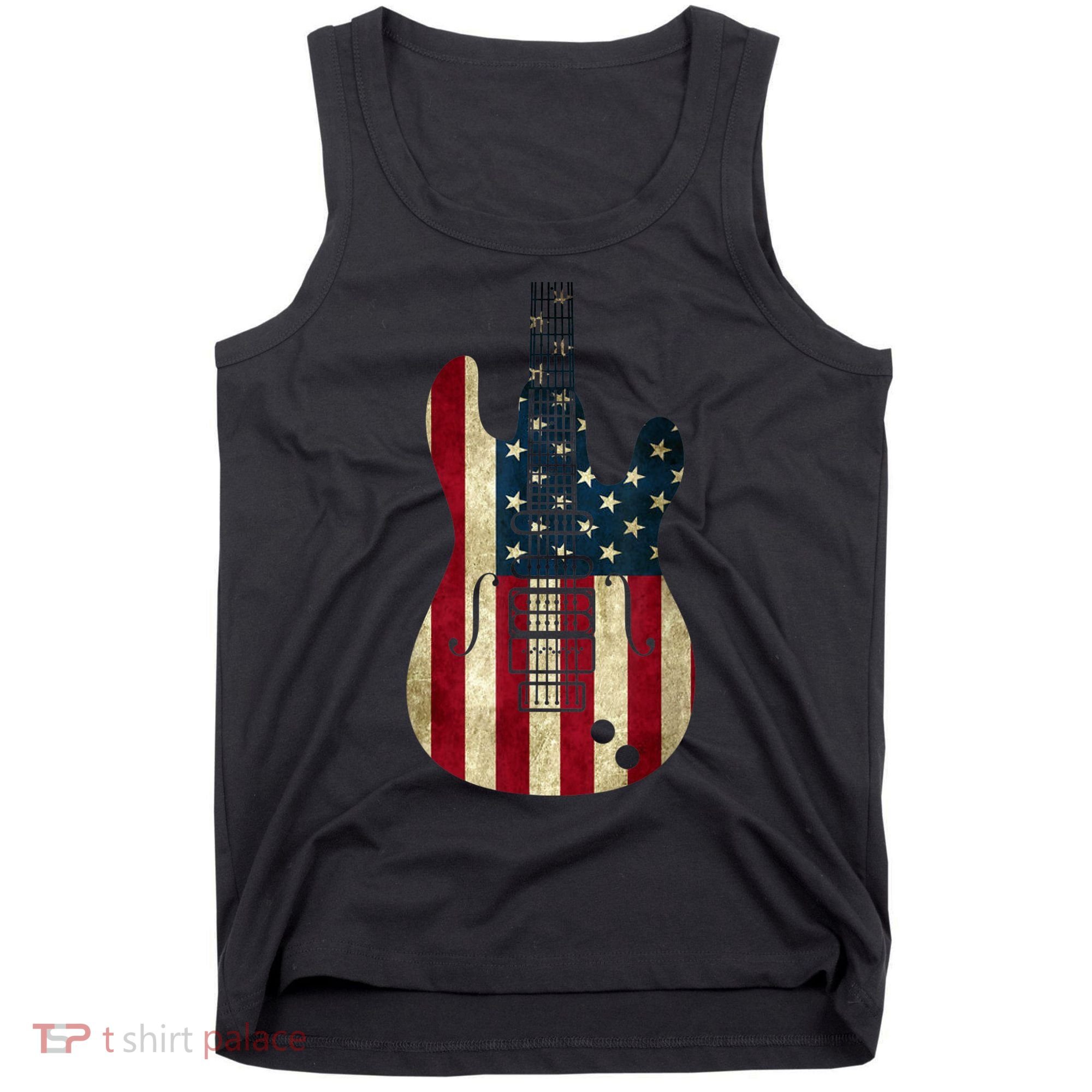 Funny 4th Of July American Flag Guitar Patriotic Gift Tank Top