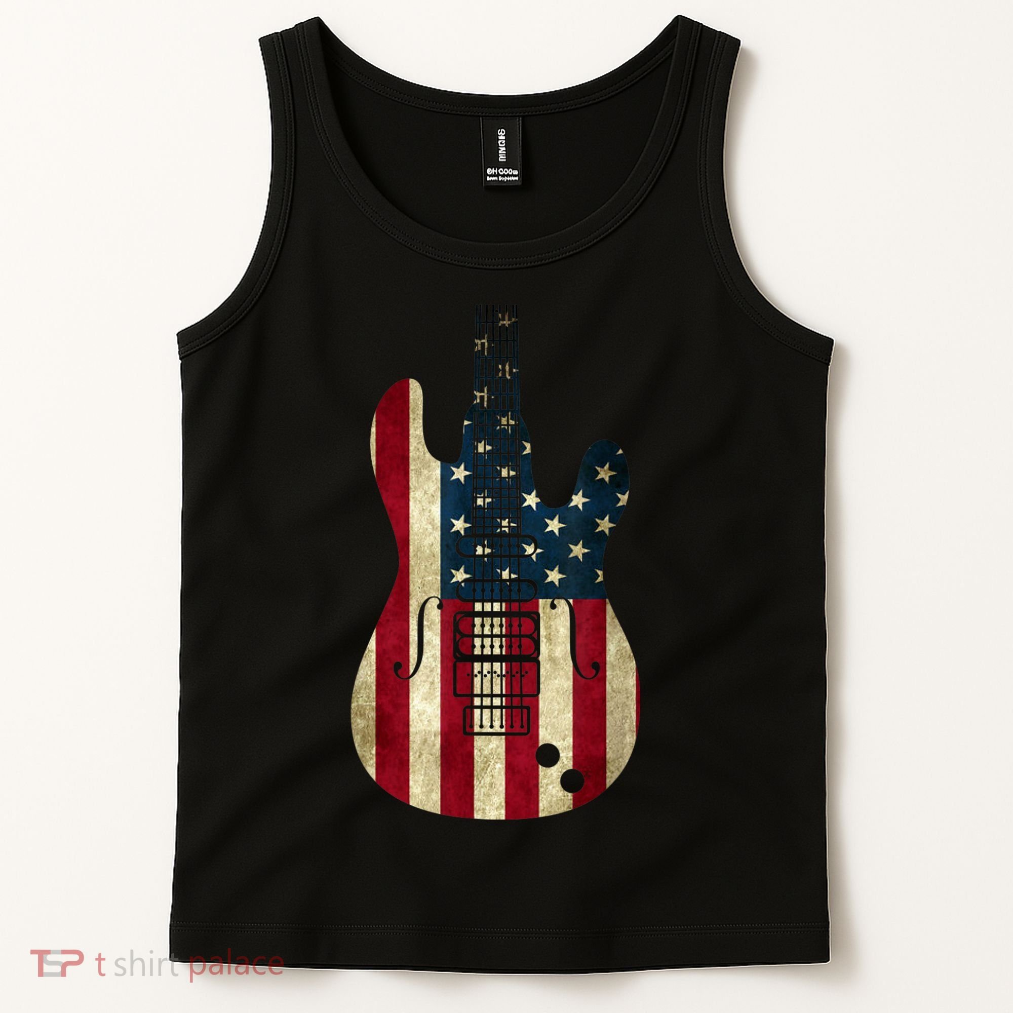 Funny 4th Of July American Flag Guitar Patriotic Gift Tank Top