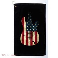 Funny 4th Of July American Flag Guitar Patriotic Gift Golf Towel thumb 0