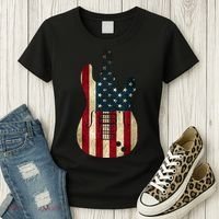 Funny 4th Of July American Flag Guitar Patriotic Gift Women's T-Shirt thumb 3