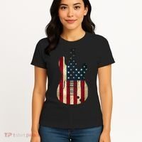 Funny 4th Of July American Flag Guitar Patriotic Gift Women's T-Shirt thumb 4