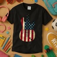 Funny 4th Of July American Flag Guitar Patriotic Gift Kids T-Shirt thumb 3
