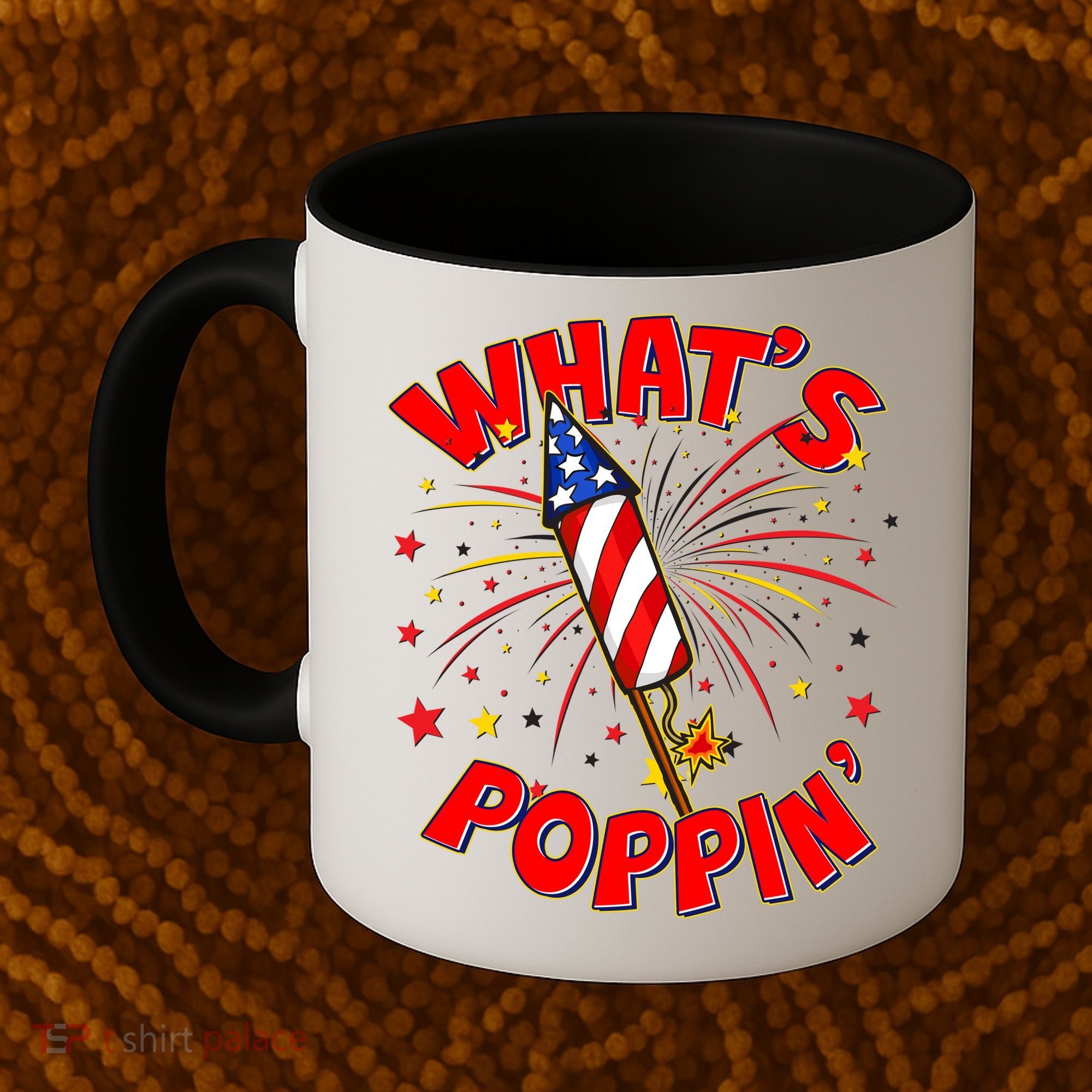 Funny 4th Of July What's Poppin Fireworks Rocket Coffee Mug
