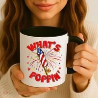 Funny 4th Of July What's Poppin Fireworks Rocket Coffee Mug thumb 3