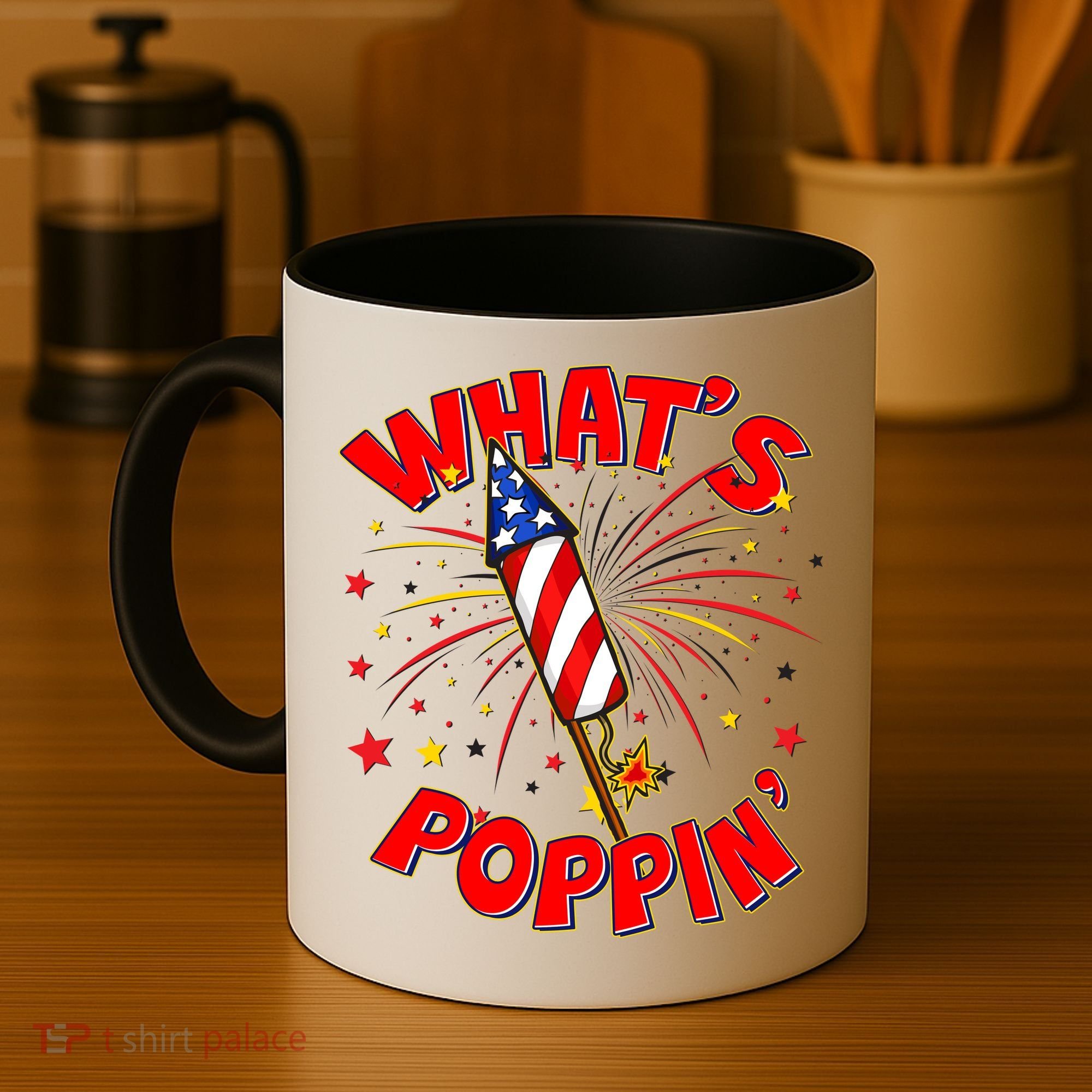 Funny 4th Of July What's Poppin Fireworks Rocket Coffee Mug