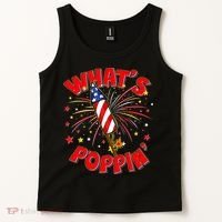 Funny 4th Of July What's Poppin Fireworks Rocket Tank Top thumb 2