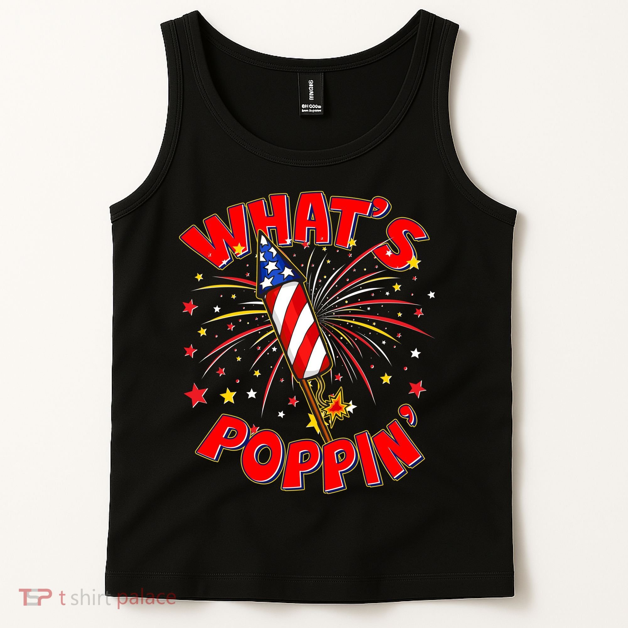 Funny 4th Of July What's Poppin Fireworks Rocket Tank Top