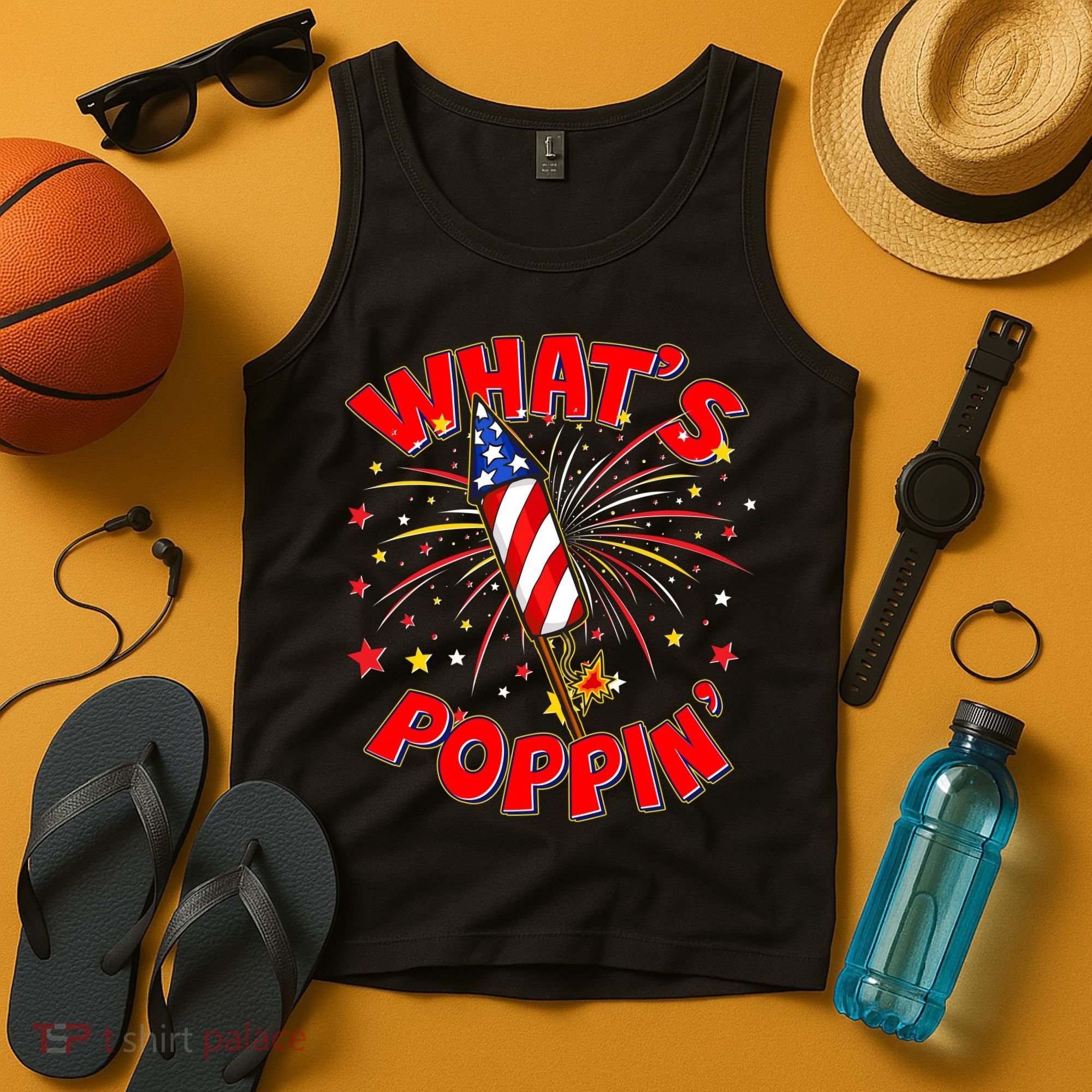 Funny 4th Of July What's Poppin Fireworks Rocket Tank Top