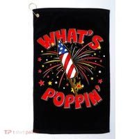 Funny 4th Of July What's Poppin Fireworks Rocket Golf Towel thumb 0