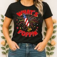 Funny 4th Of July What's Poppin Fireworks Rocket Women's T-Shirt thumb 2
