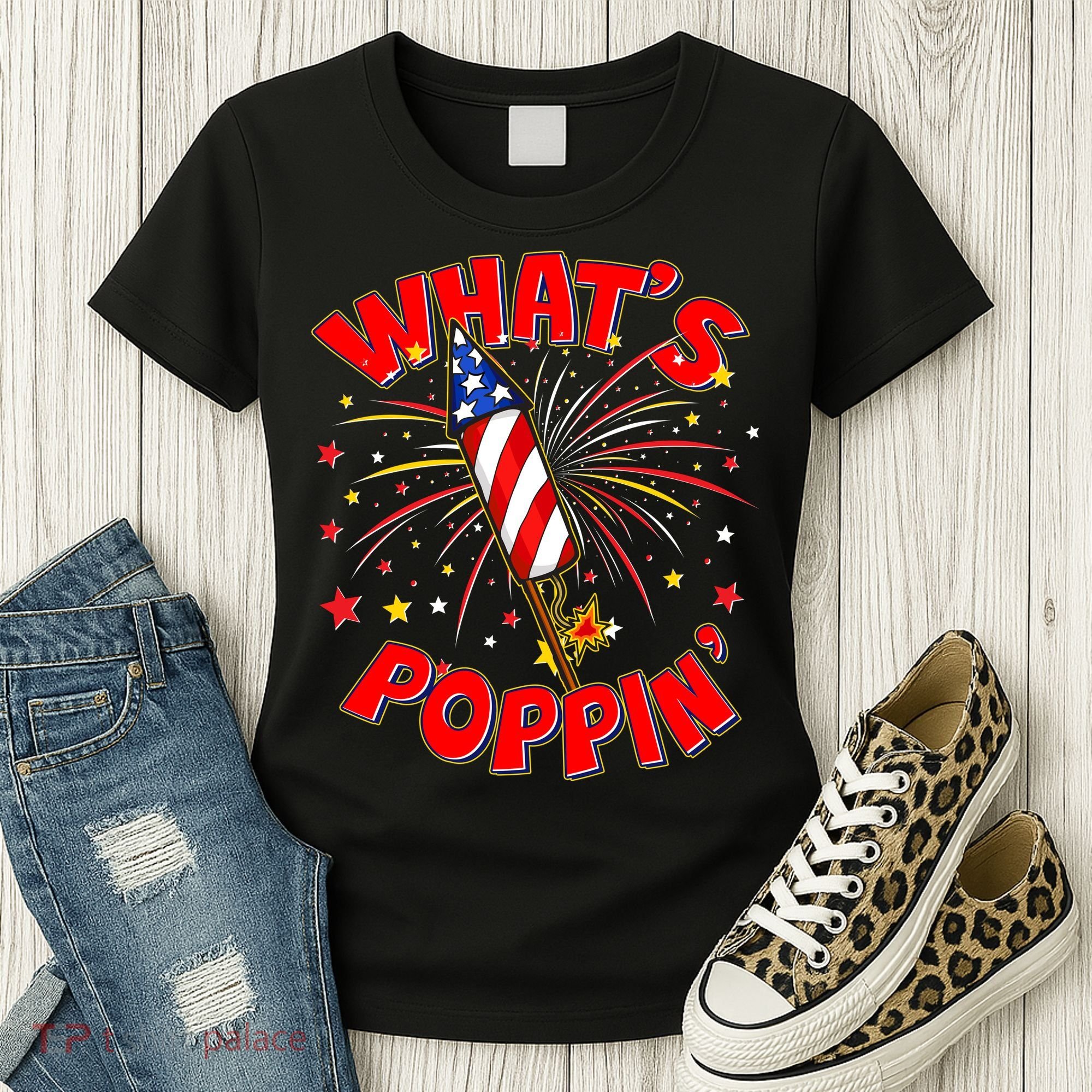 Funny 4th Of July What's Poppin Fireworks Rocket Women's T-Shirt