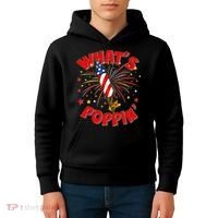 Funny 4th Of July What's Poppin Fireworks Rocket Kids Hoodie thumb 4