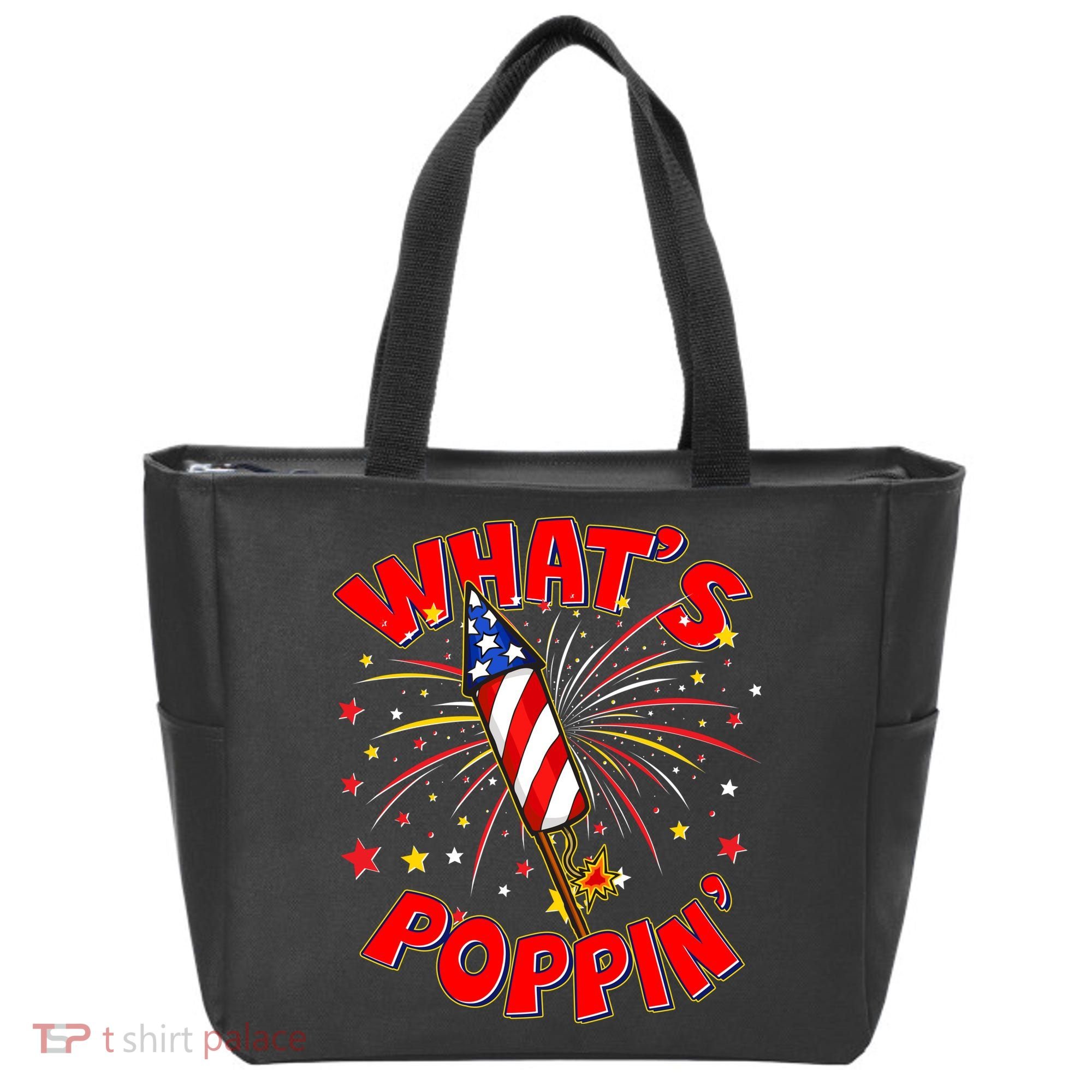 Funny 4th Of July What's Poppin Fireworks Rocket Tote Bag