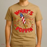Funny 4th Of July What's Poppin Fireworks Rocket T-Shirt thumb 3