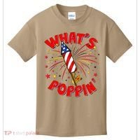 Funny 4th Of July What's Poppin Fireworks Rocket Kids T-Shirt thumb 0