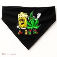 Funny 420 Pot Leaf Marijuana Bong Beer Drunk Weed Cannabis USA-Made Doggie Bandana thumb 0