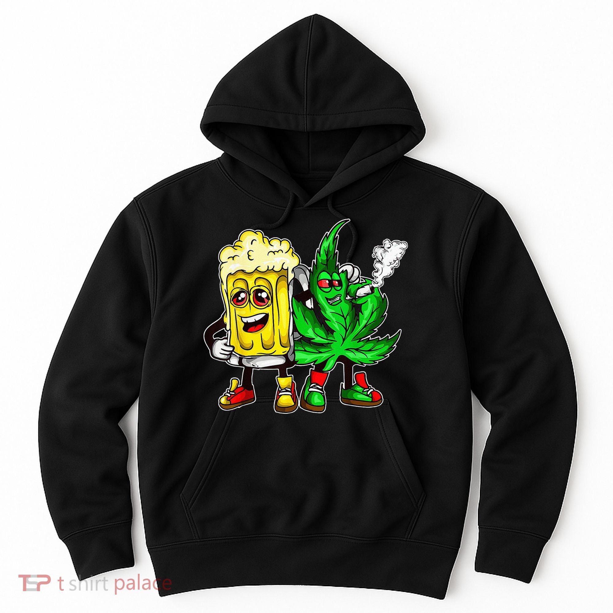 Funny 420 Pot Leaf Marijuana Bong Beer Drunk Weed Cannabis Hoodie