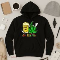Funny 420 Pot Leaf Marijuana Bong Beer Drunk Weed Cannabis Hoodie thumb 3