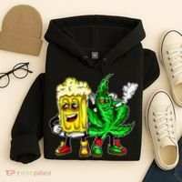 Funny 420 Pot Leaf Marijuana Bong Beer Drunk Weed Cannabis Hoodie thumb 4