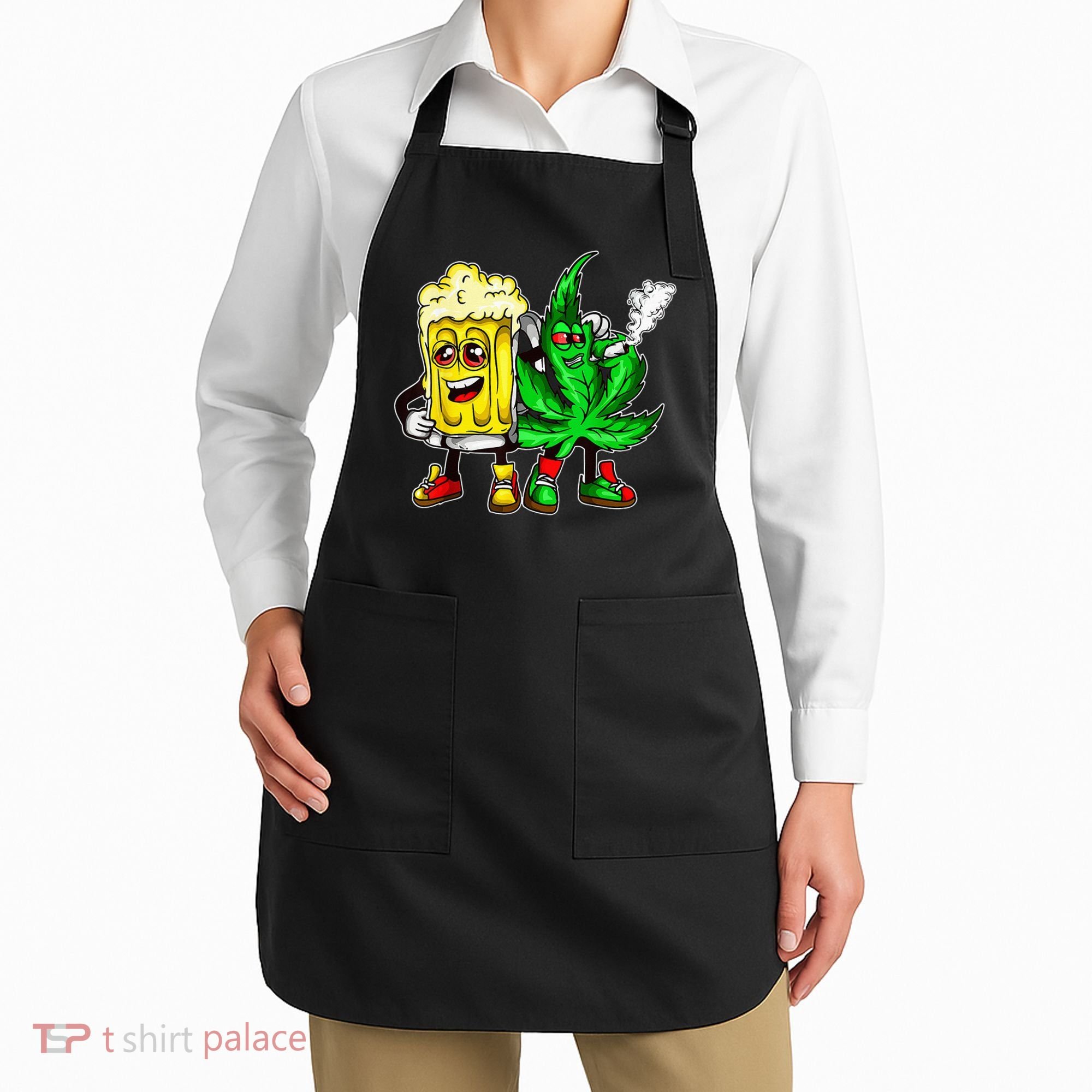 Funny 420 Pot Leaf Marijuana Bong Beer Drunk Weed Cannabis Apron