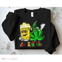 Funny 420 Pot Leaf Marijuana Bong Beer Drunk Weed Cannabis Sweatshirt thumb 2
