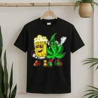 Funny 420 Pot Leaf Marijuana Bong Beer Drunk Weed Cannabis T-Shirt thumb 2