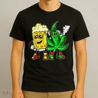 Funny 420 Pot Leaf Marijuana Bong Beer Drunk Weed Cannabis T-Shirt thumb 3