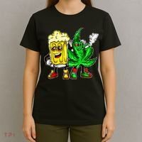 Funny 420 Pot Leaf Marijuana Bong Beer Drunk Weed Cannabis T-Shirt thumb 4