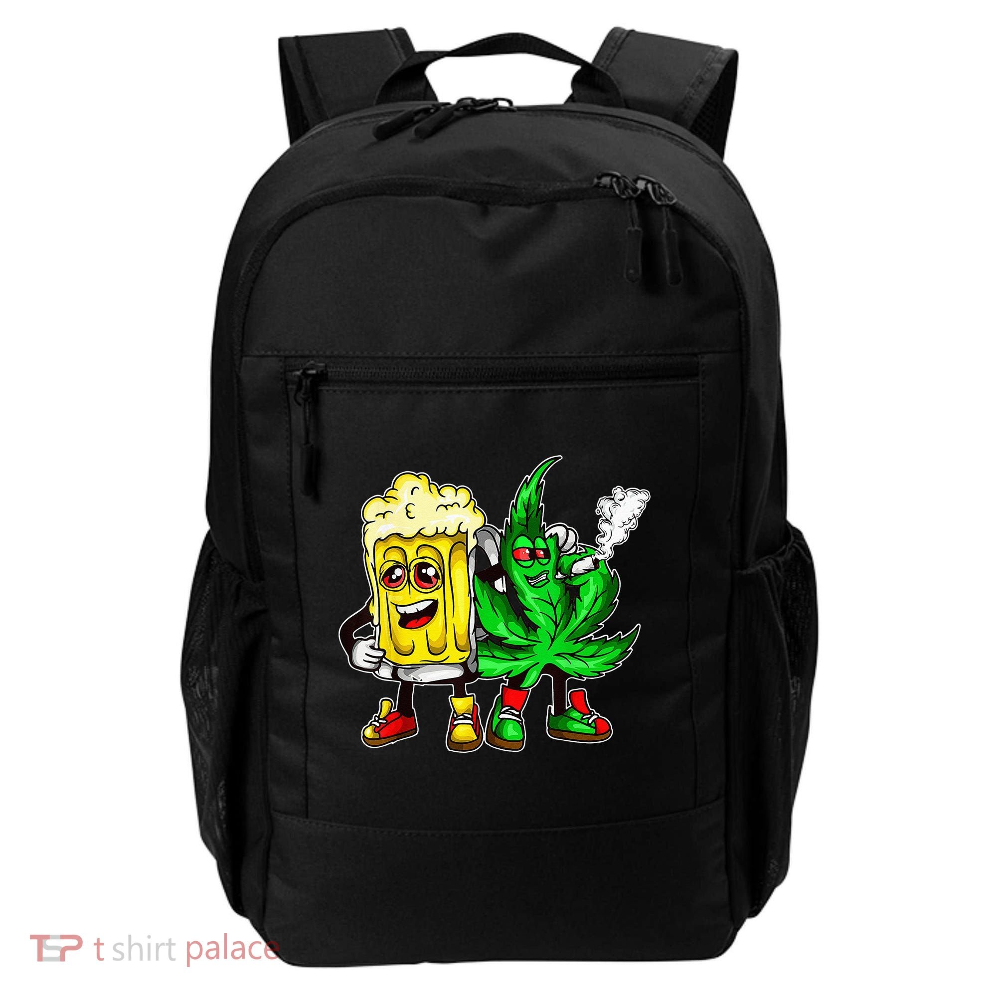 Funny 420 Pot Leaf Marijuana Bong Beer Drunk Weed Cannabis Backpack