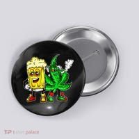 Funny 420 Pot Leaf Marijuana Bong Beer Drunk Weed Cannabis Button thumb 0