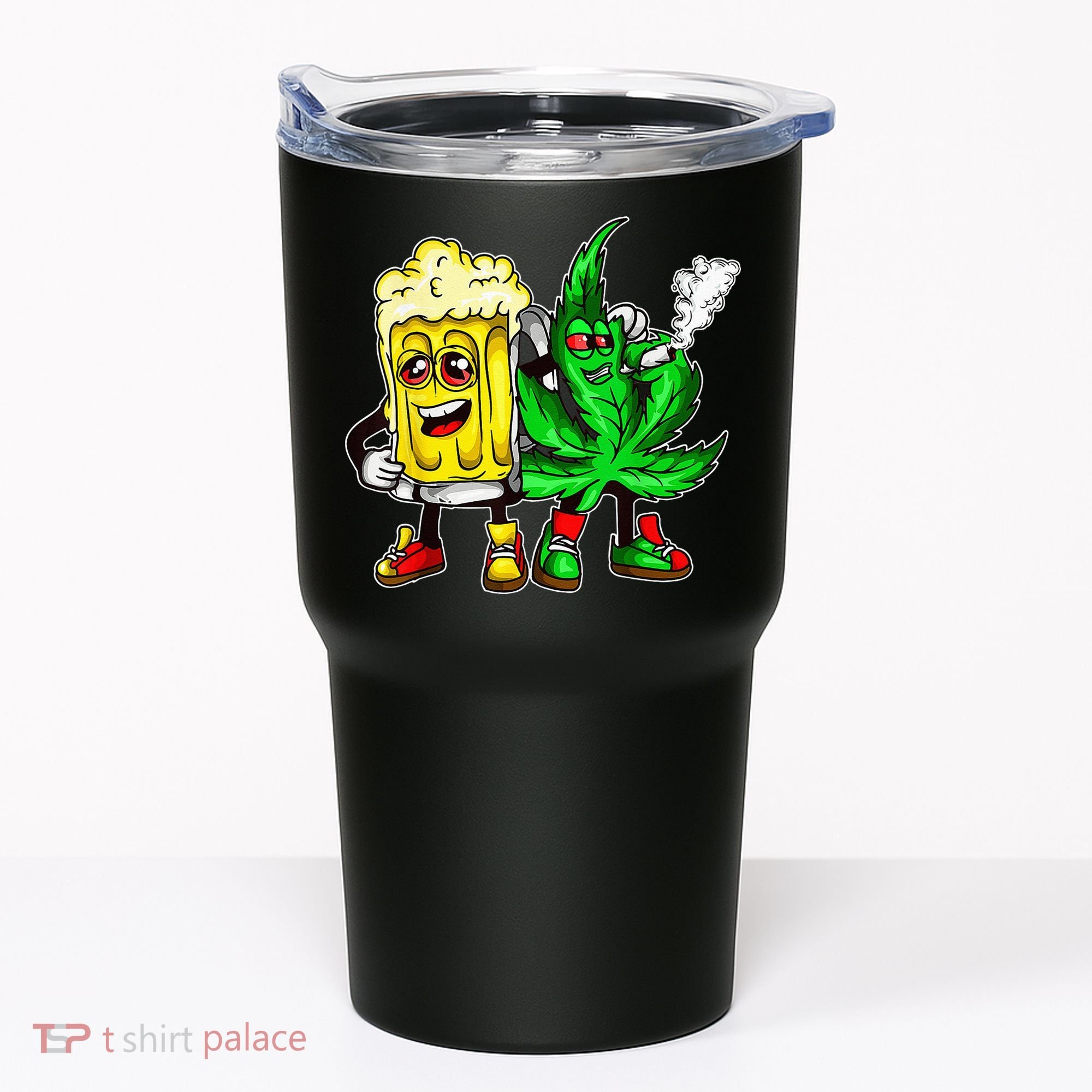 Funny 420 Pot Leaf Marijuana Bong Beer Drunk Weed Cannabis Tumbler