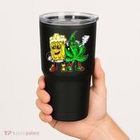Funny 420 Pot Leaf Marijuana Bong Beer Drunk Weed Cannabis Tumbler thumb 2