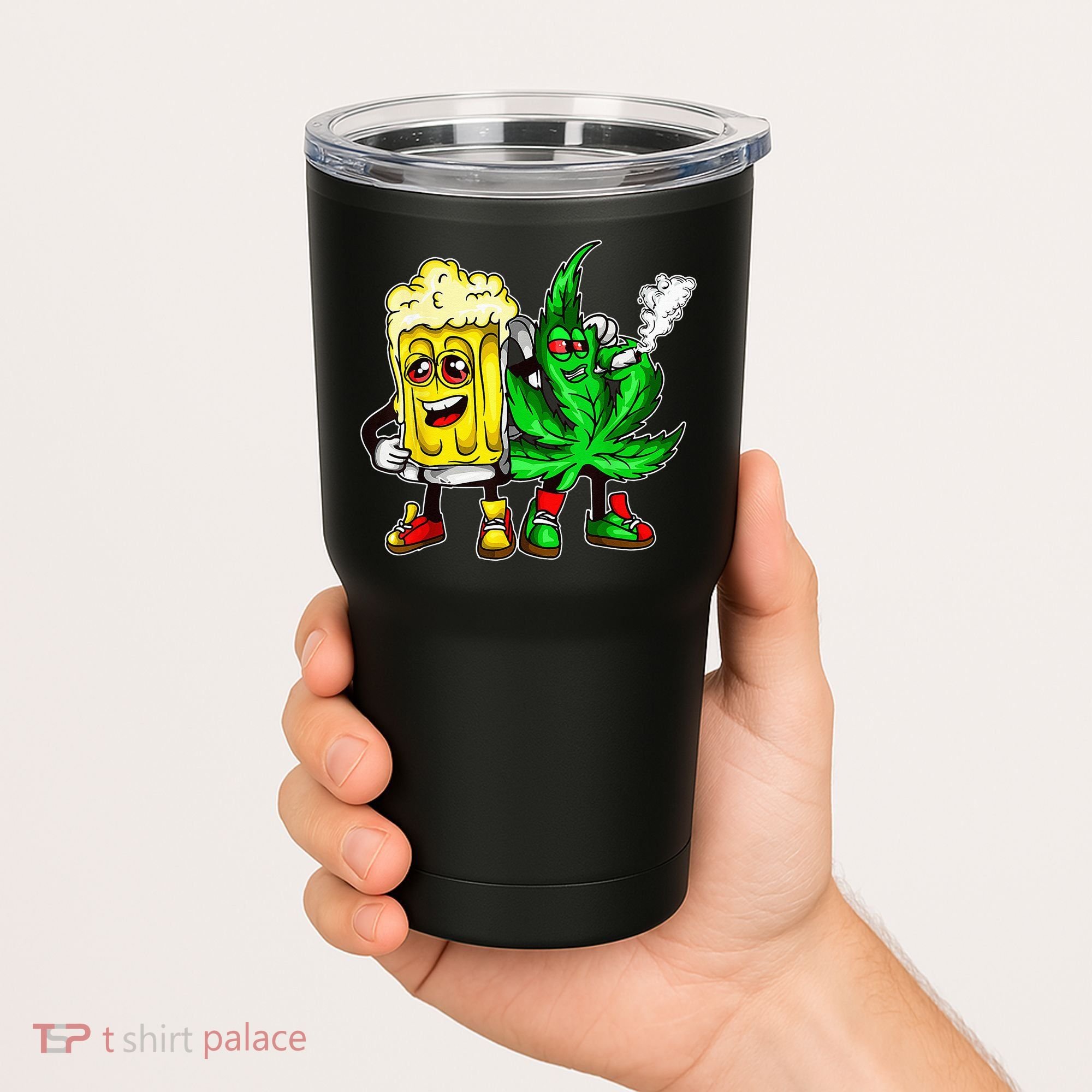 Funny 420 Pot Leaf Marijuana Bong Beer Drunk Weed Cannabis Tumbler